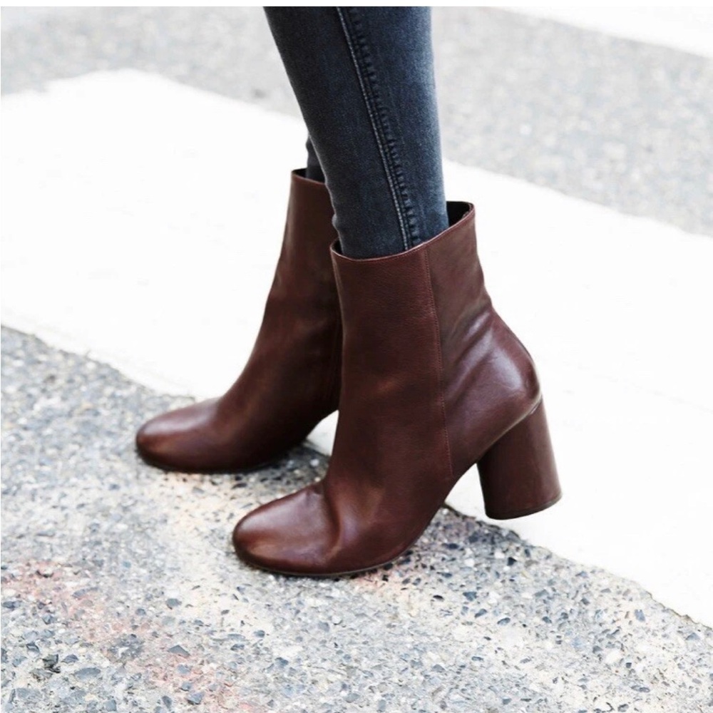 Free People Lotus Leather Ankle Boots size 37 in Berry